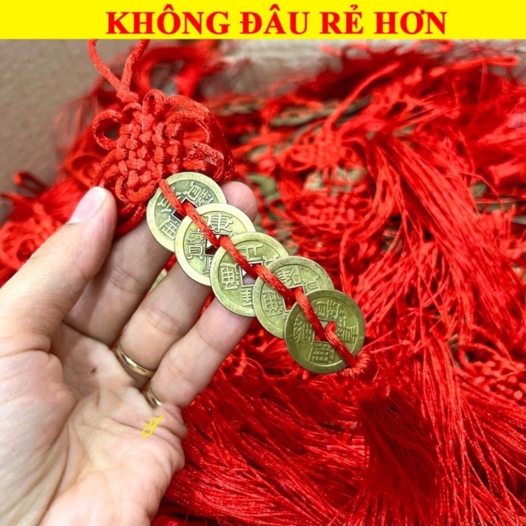 <Sẵn Hàng> Dây đồng xu ngũ đế, dây đồng xu phong thủy chiêu tài lộc may mắn
