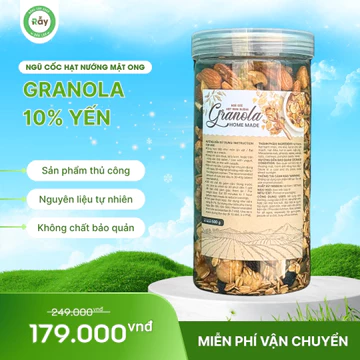 500gr GRANOLA ngũ cốc nướng mật ong cao cấp RẪY làm - Ngũ cốc siêu hạt, ăn vặt healthy, ăn kiêng không đường