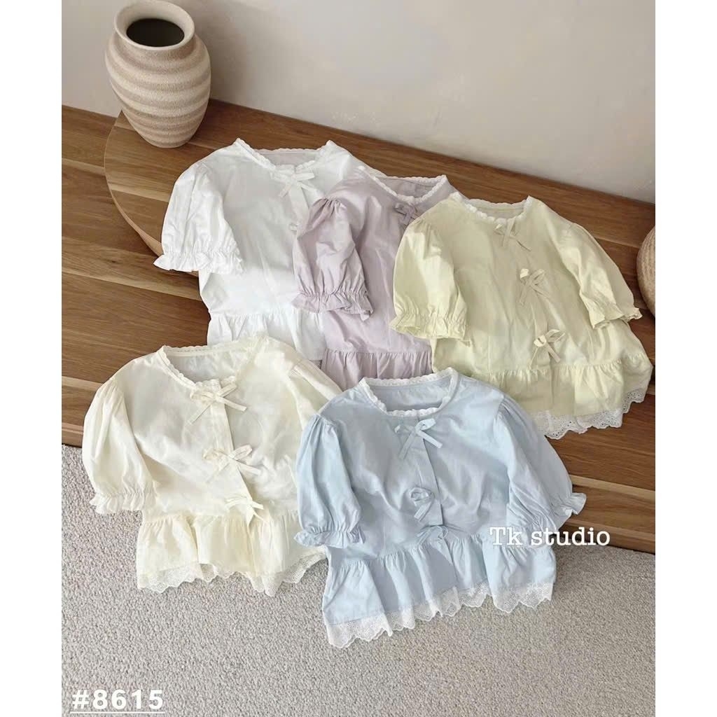 [𝑯𝒂 𝑨𝒏𝒉] Áo Sơ Mi Cộc Nơ Gấu Bèo QCL1