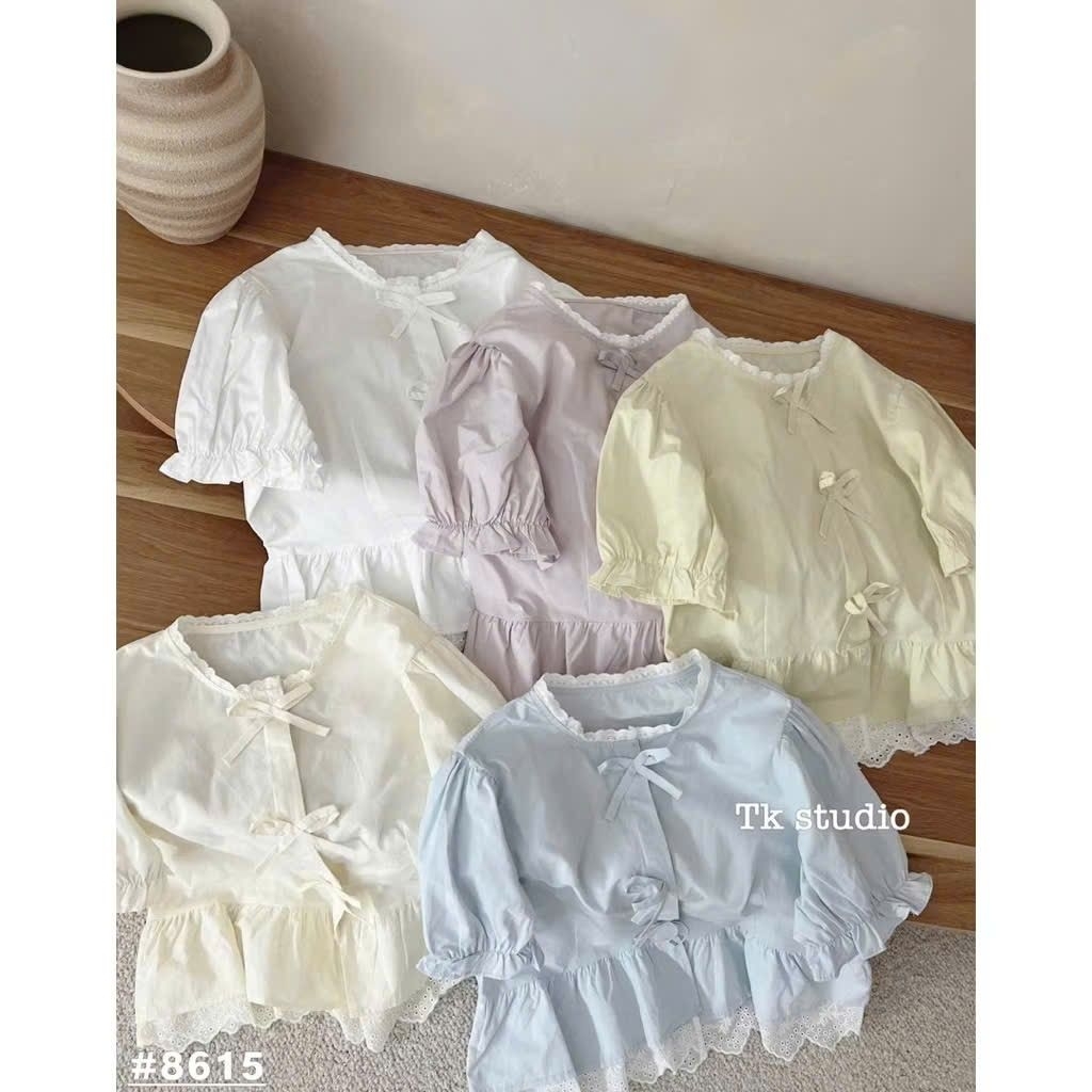 [𝑯𝒂 𝑨𝒏𝒉] Áo Sơ Mi Cộc Nơ Gấu Bèo QCL1