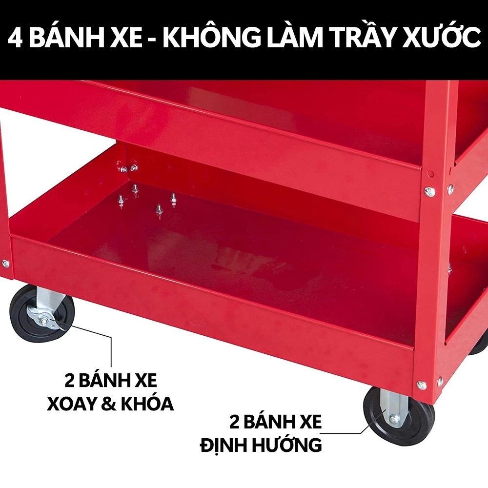 Bộ kệ đẩy dụng cụ sửa chữa 3 tầng chuyên dụng có bánh xe Cấp Kệ đựng đồ đa năng tiện lợi tải trọng 150kg