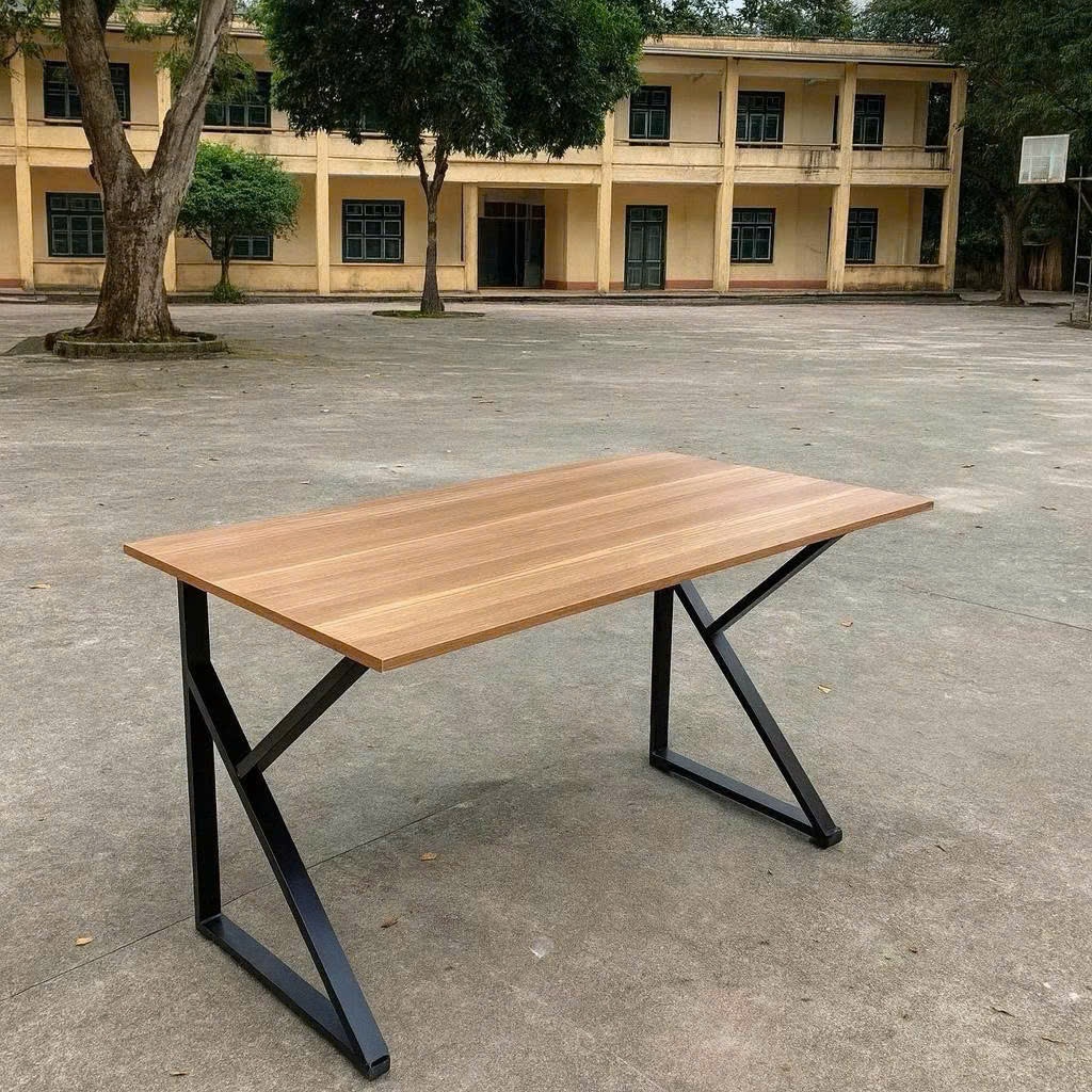 Bàn Chân K Cao Cấp, Bàn Học Bàn Làm Việc Khung Sắt Chắc Chắn, Mặt Gỗ MDF 15 LI Chống Trầy