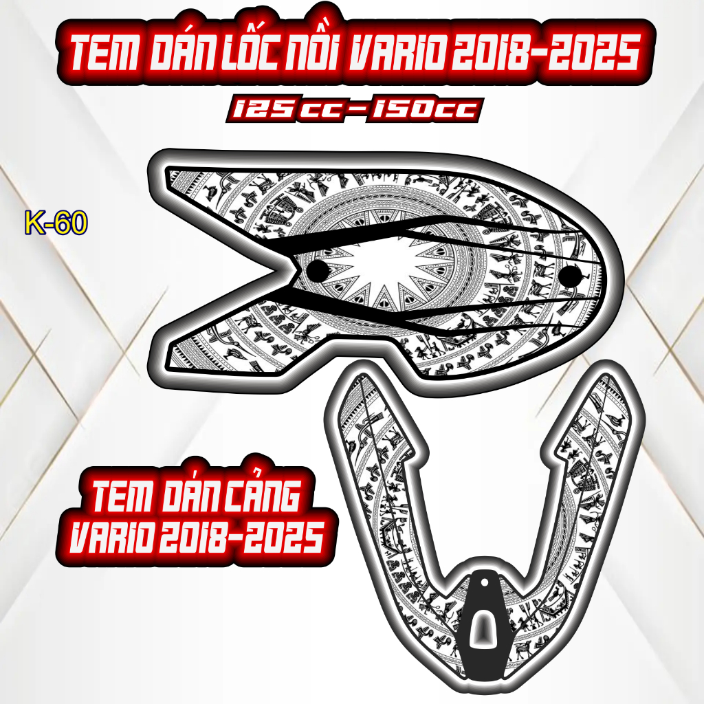 Tem Dán cảng lốc nồi  VARIO_125/150 Đủ Đời 2018-2025 - Cắt Sẵn Theo Khuôn, Mua Về Chỉ Việc Dán.