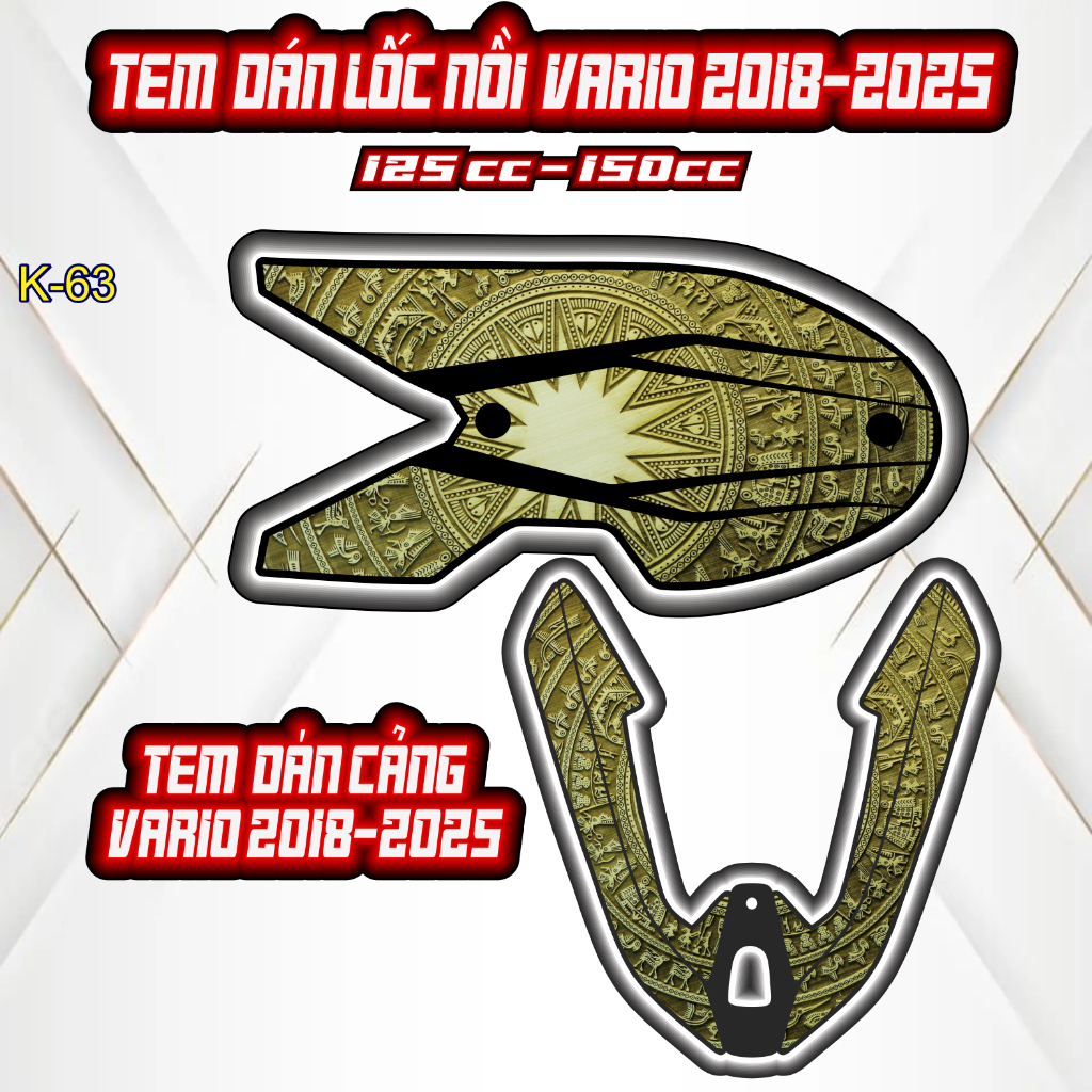 Tem Dán cảng lốc nồi  VARIO_125/150 Đủ Đời 2018-2025 - Cắt Sẵn Theo Khuôn, Mua Về Chỉ Việc Dán.