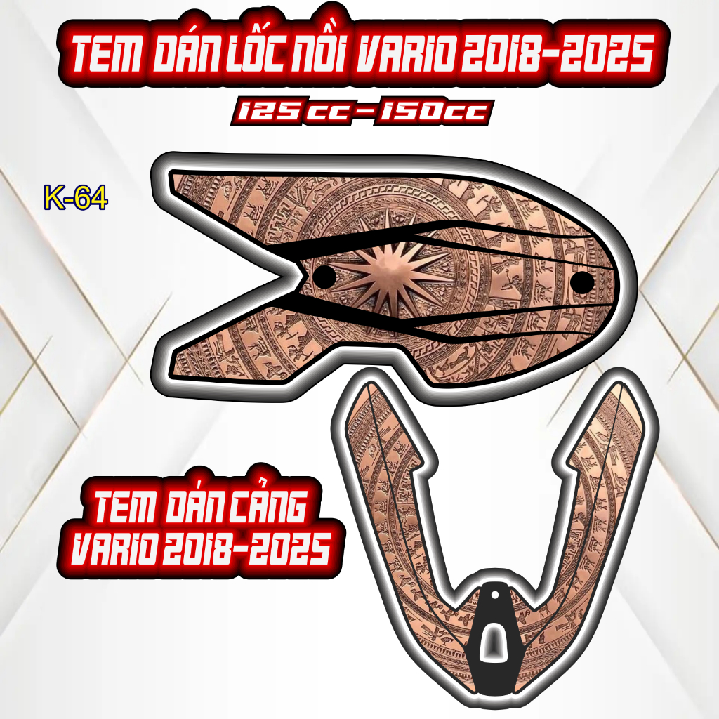 Tem Dán cảng lốc nồi  VARIO_125/150 Đủ Đời 2018-2025 - Cắt Sẵn Theo Khuôn, Mua Về Chỉ Việc Dán.