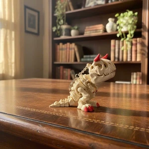 Móc Khóa Khủng Long T-Rex Bộ Xương 3D In Khớp Cử Động Độc Lạ Dễ Thương - in 3D Nhựa PLA An Toàn