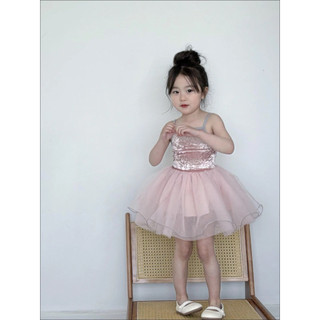 Váy 2 dây hồng dáng xoè cho bé gái