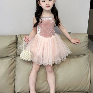 Váy 2 dây hồng dáng xoè cho bé gái