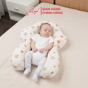 Gối Chặn U Cho Bé Royal Chất Liệu Muslin Giúp Cố Định Tư Thế Bé Thiết Kế 2 Mặt Kèm Dây Rút Tuy Chỉnh