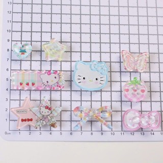Set Charm Hello Kitty Pastel Trong Suốt Cute Kawaii Mini – Charm Nơ Cầu Vồng Ngôi Sao Dâu Tây Trang Trí Dép