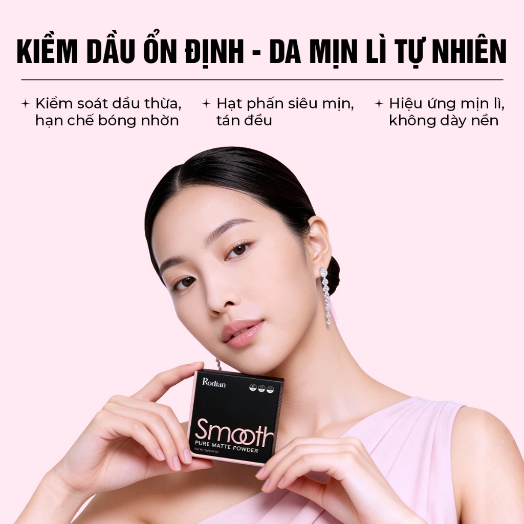Phấn Nén Kiềm Dầu Rodian Smooth Pure Matte Powder 24h - Phấn Phủ Trang Điểm Mềm Mại Lâu Trôi 13gr