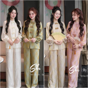 PPN48 Pháp phục tơ ánh kim tay bồng cúc hoa cực xinh
