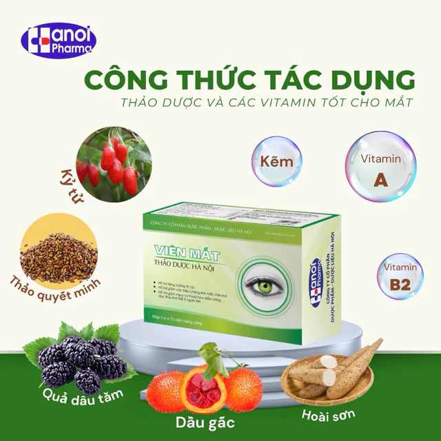 Viên Uống Bổ Mắt Thảo Dược - Bổ sung dưỡng chất cho mắt, Giảm mỏi mắt, khô mắt, Giúp mắt sáng hơn - Hộp 30 viên