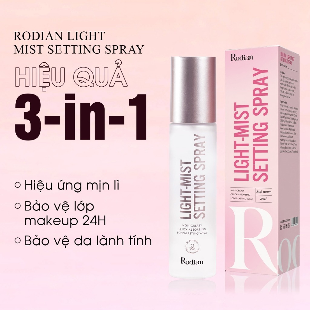 Combo Phấn Nén Kiềm Dầu Rodian Smooth Pure 13g, Xịt Khóa Nền Trang Điểm Light - Mist Setting Spray