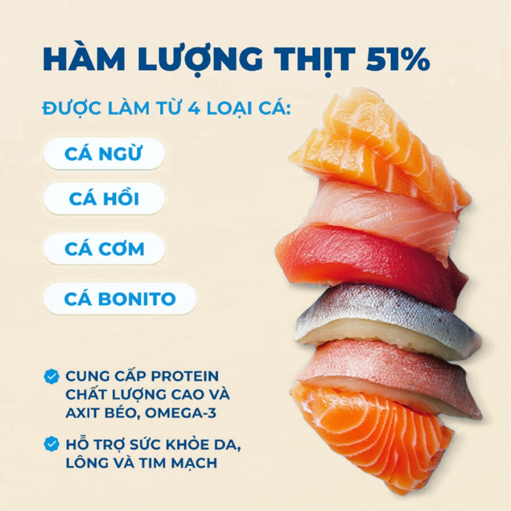 Hạt cho mèo MRVET T3 gói 1KG công thức 4 loại cá biển mix topping ruốc gà cải thiện tiết niệu