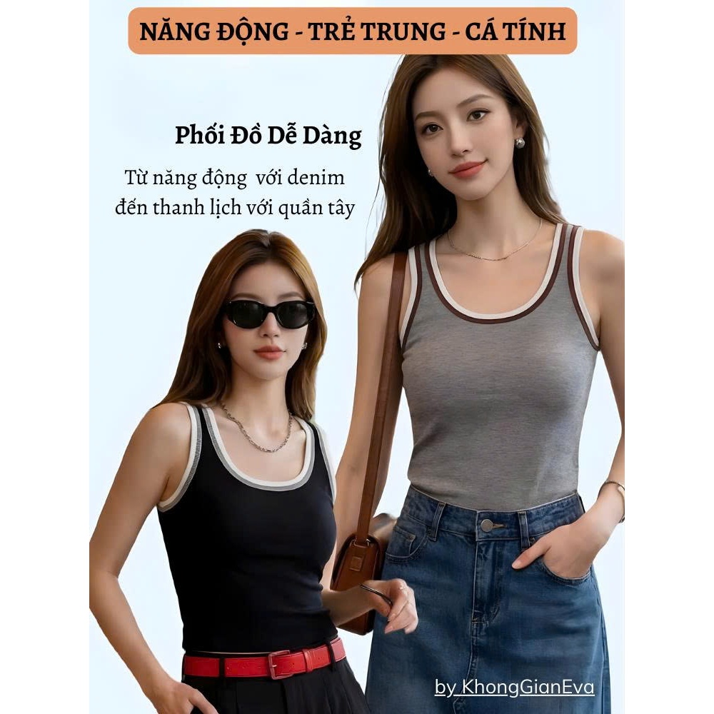 Áo Ba Lỗ Nữ Có Sẵn Mút Ngực, Áo Tank Top Nữ Chất Liệu Tencel Ôm Body Phong Cách Thể Thao 8008