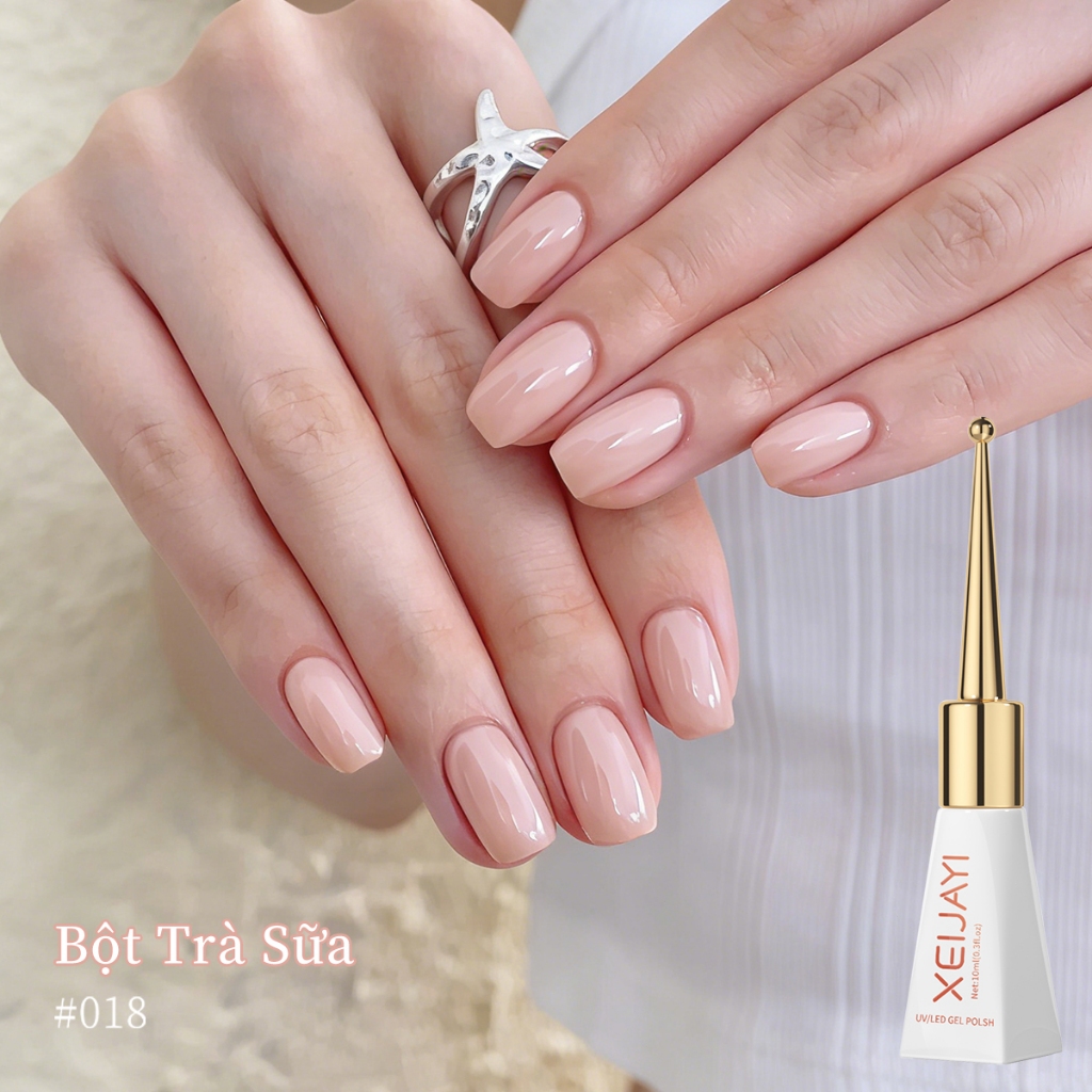 XEIJAYI 10ml - Sơn móng tay dạng gel màu hồng nhạt cổ điển, bền màu và thích hợp sử dụng tại salon.