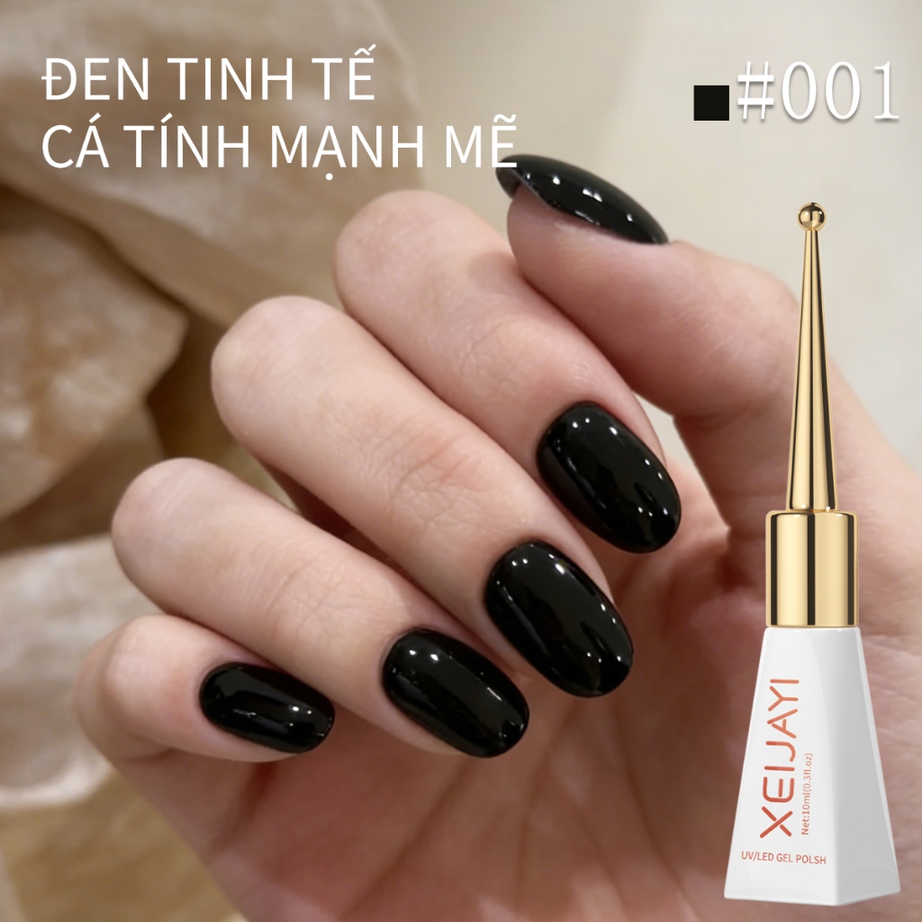 XEIJAYI 10ml Sơn móng tay đen nguyên chất mới có độ bóng lâu trôi thích hợp cho việc tự làm móng tay
