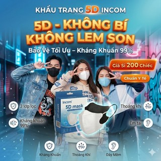 ComBo 200 Chiếc Khẩu Trang 5D InCom Có 3 Lớp Khán Khuẩn - có Chọn Màu