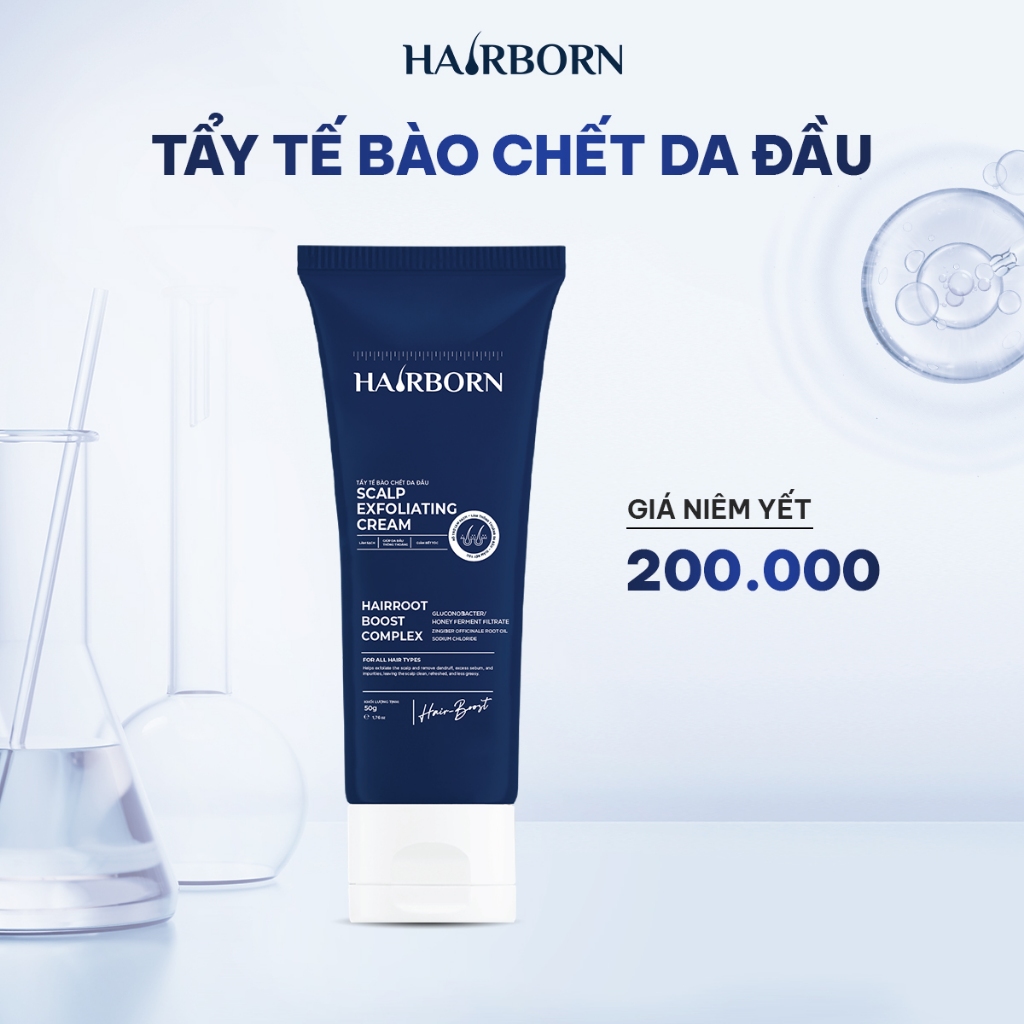 Muối Tẩy Tế Bào Chết Da Đầu HairBorn 50g - Làm Sạch, Thoáng Da Đầu, Giảm Dầu