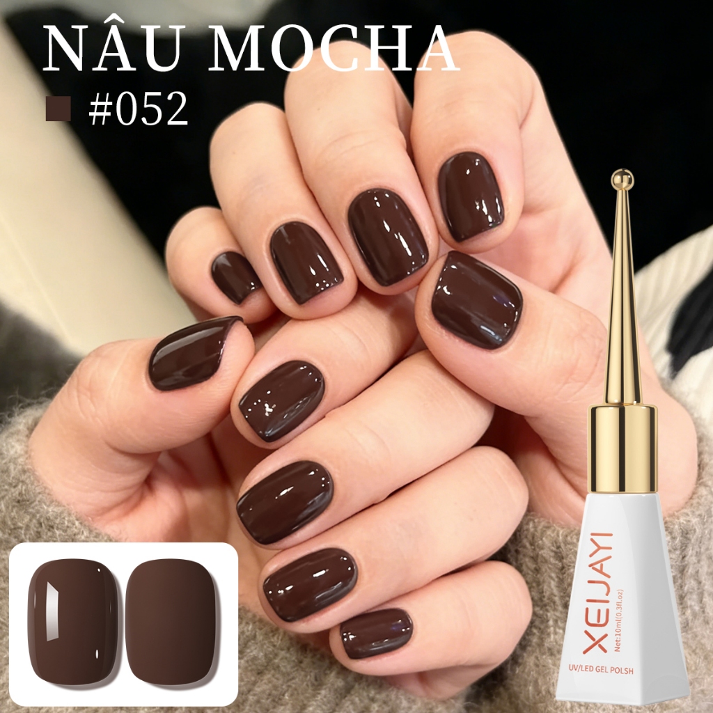 XEIJAYI 10ml - Sơn móng tay dạng gel màu cà phê sô cô la, thích hợp cho việc làm móng.