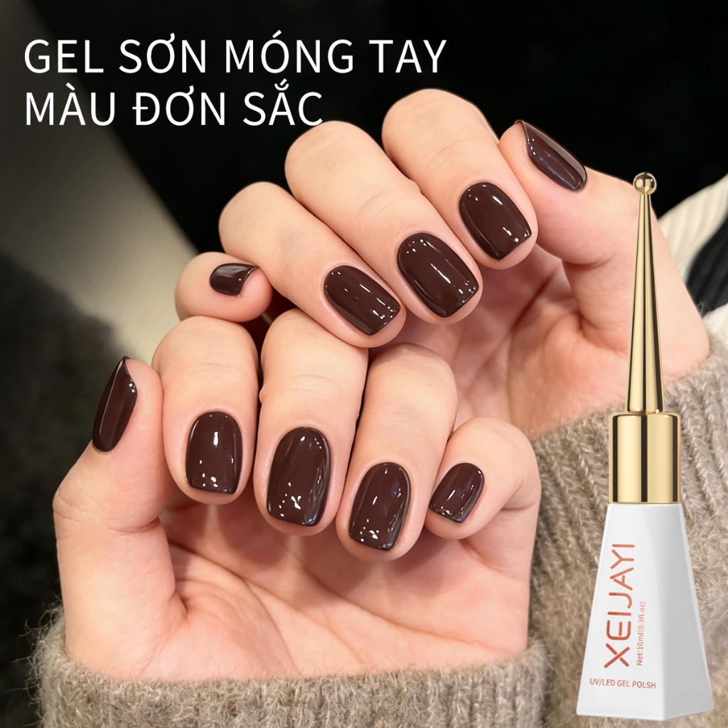 XEIJAYI 10ml - Sơn móng tay dạng gel màu cà phê sô cô la, thích hợp cho việc làm móng.