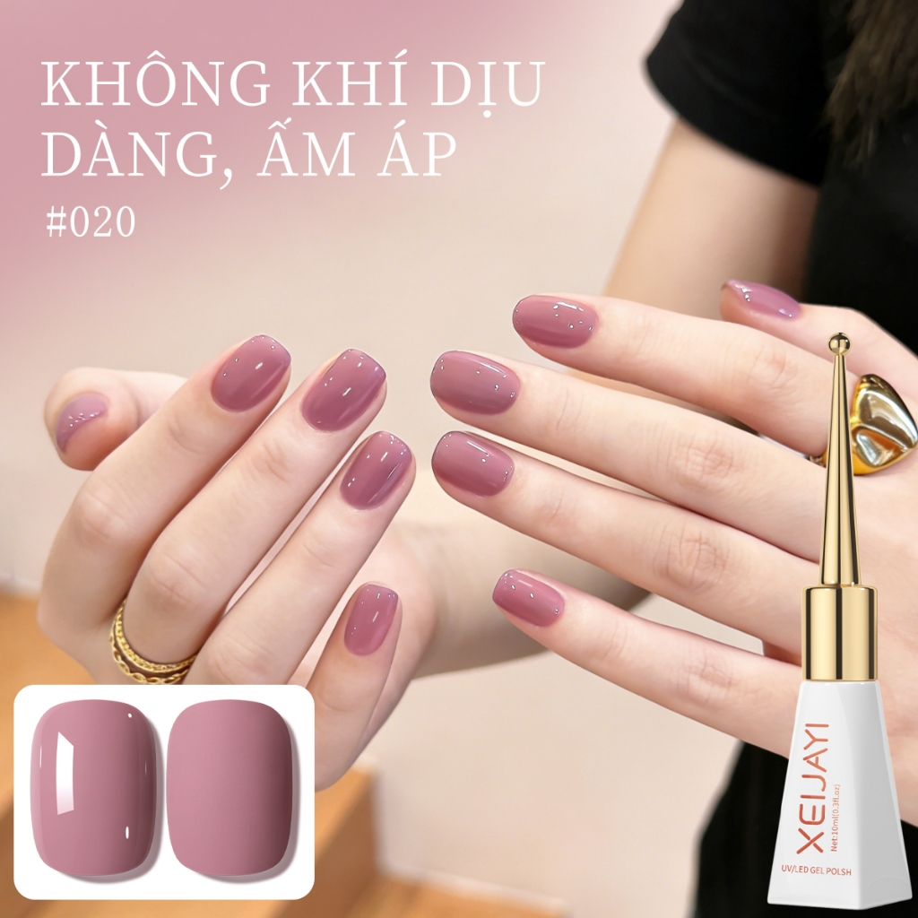 XEIJAYI 10ml - Sơn móng tay dạng gel màu hồng hoàng hôn, thích hợp sử dụng tại salon và hàng ngày.