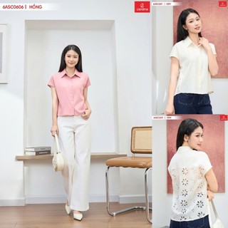 6ASC06 Áo sơ mi nữ CARDINA chất thô gió phối ren lưng mềm bền đẹp vai chờm cổ đức kiểu dáng hiện đại trẻ trung