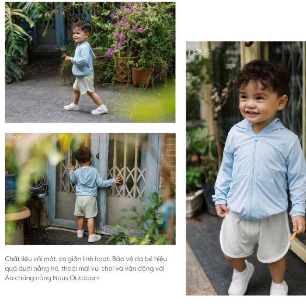 Nous Kid Áo chống nắng cho bé trai bé gái có mũ mềm mát chống UV cho bé