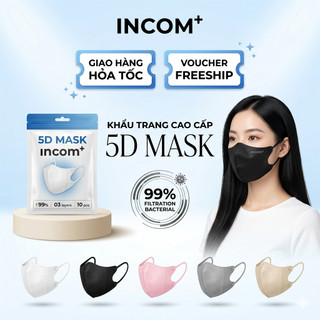 100 Cái Khẩu Trang InCom 5D Có 3 Lớp Khán Khuẩn - có Chọn Màu