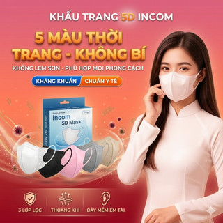 100 Cái Khẩu Trang InCom 5D Có 3 Lớp Khán Khuẩn - có Chọn Màu