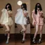 Set Áo Váy Babydoll Hari Cổ Sen 2 Lớp Form Rộng Gấu Viền Bèo Bo Chun