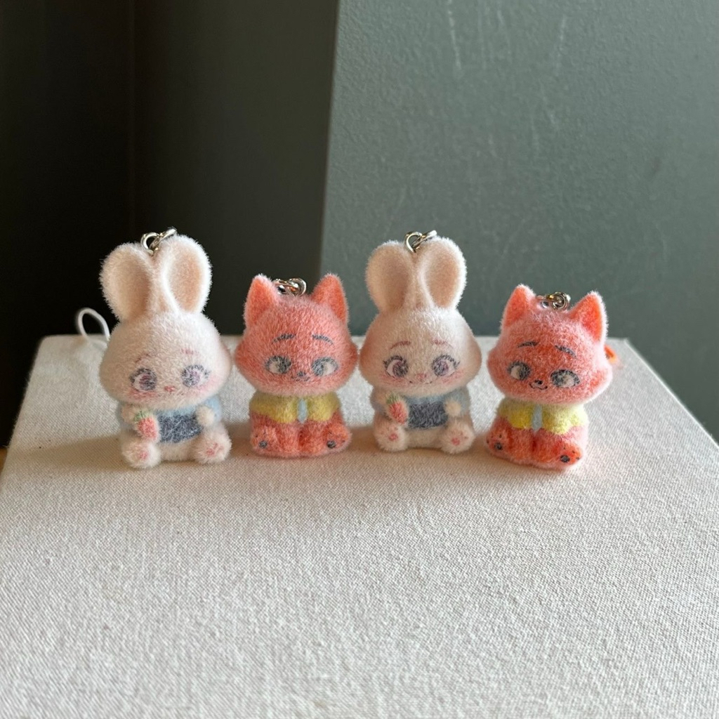 Móc Khóa Cặp Đôi Cáo & Thỏ Dễ Thương – Charm Treo Điện Thoại/Balo Phong Cách Hoạt Hình Cute