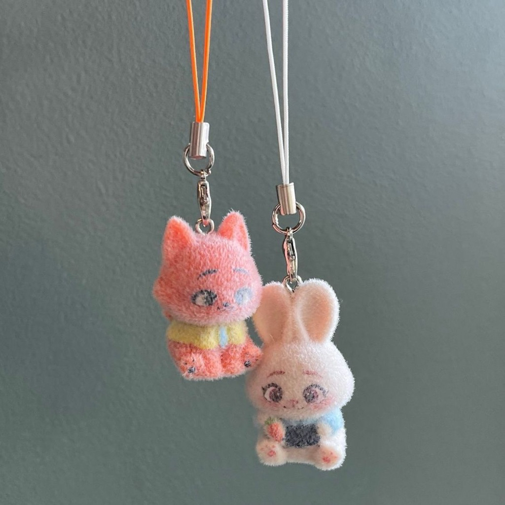 Móc Khóa Cặp Đôi Cáo & Thỏ Dễ Thương – Charm Treo Điện Thoại/Balo Phong Cách Hoạt Hình Cute