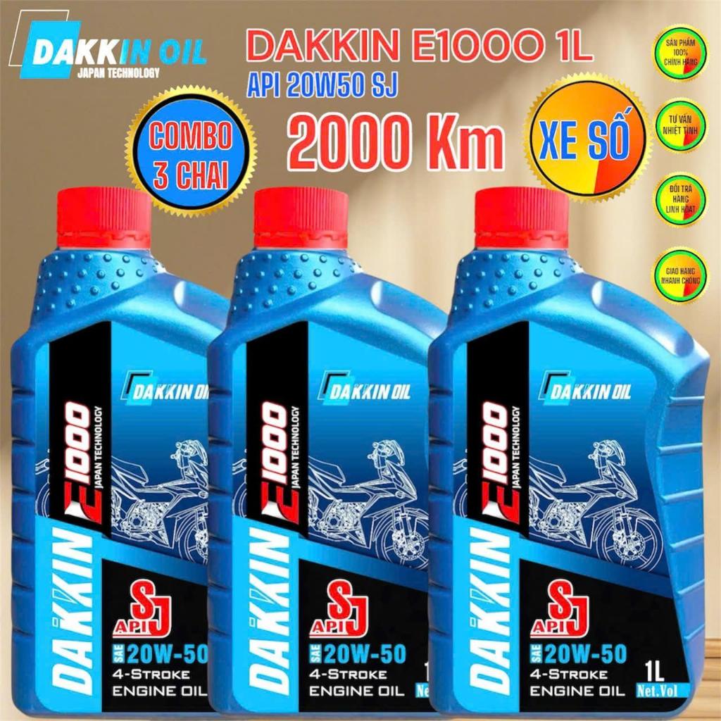 COMBO 3 CHAI DẦU NHỚT DAKKIN E1000 XE SỐ  20W50 SJ