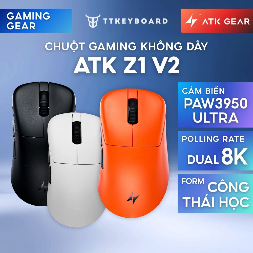 Hỏa Tốc] Chuột Gaming Không Dây ATK Z1 V2 PAW3950 Ultra Nordic