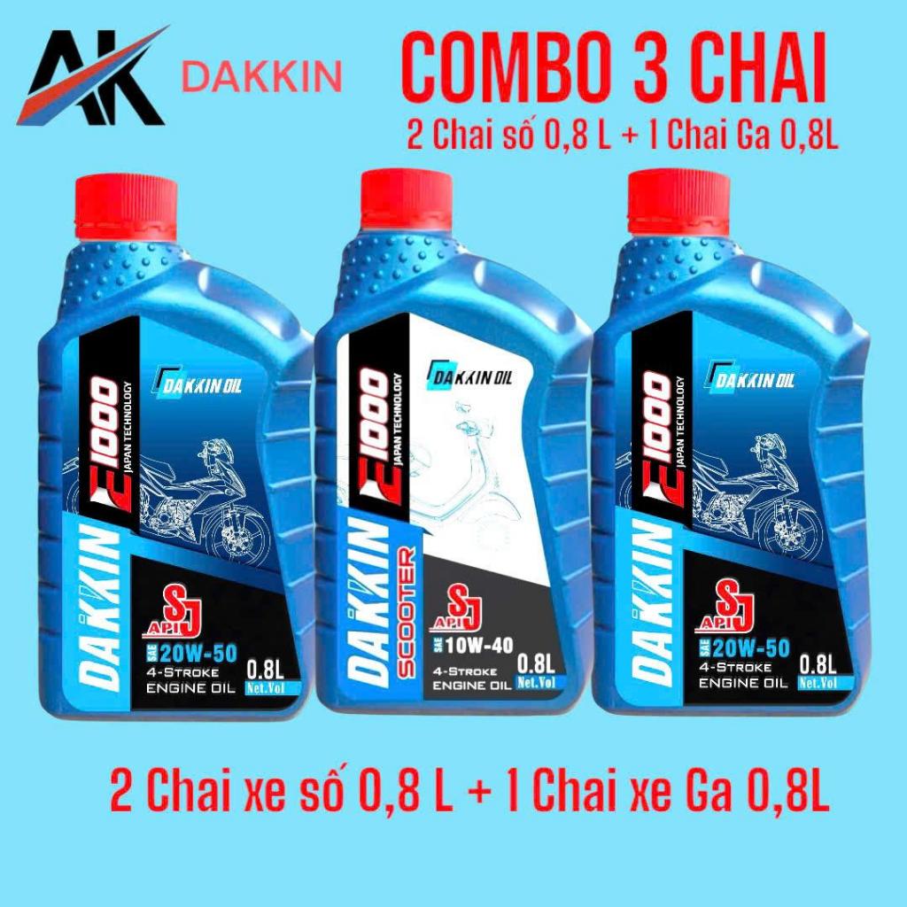 COMBO 3 CHAI NHỚT DAKKIN(2 CHAI NHỚT XE SỐ + 1 CHAI NHỚT TAY GA) 0,8L