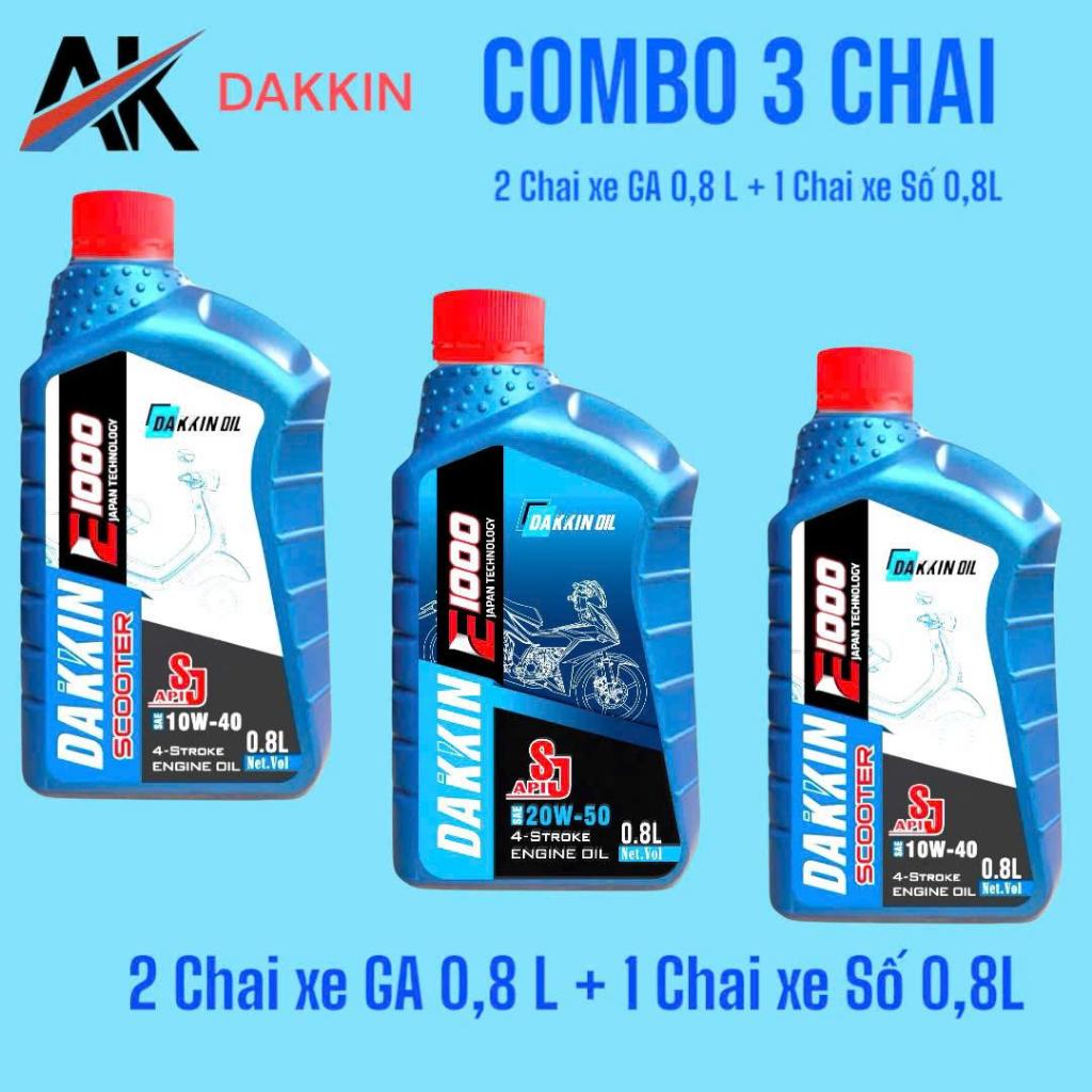 COMBO 3 CHAI NHỚT DAKKIN(2 CHAI NHỚT TAY GA +1 CHAI NHỚT XE SỐ) 0,8L