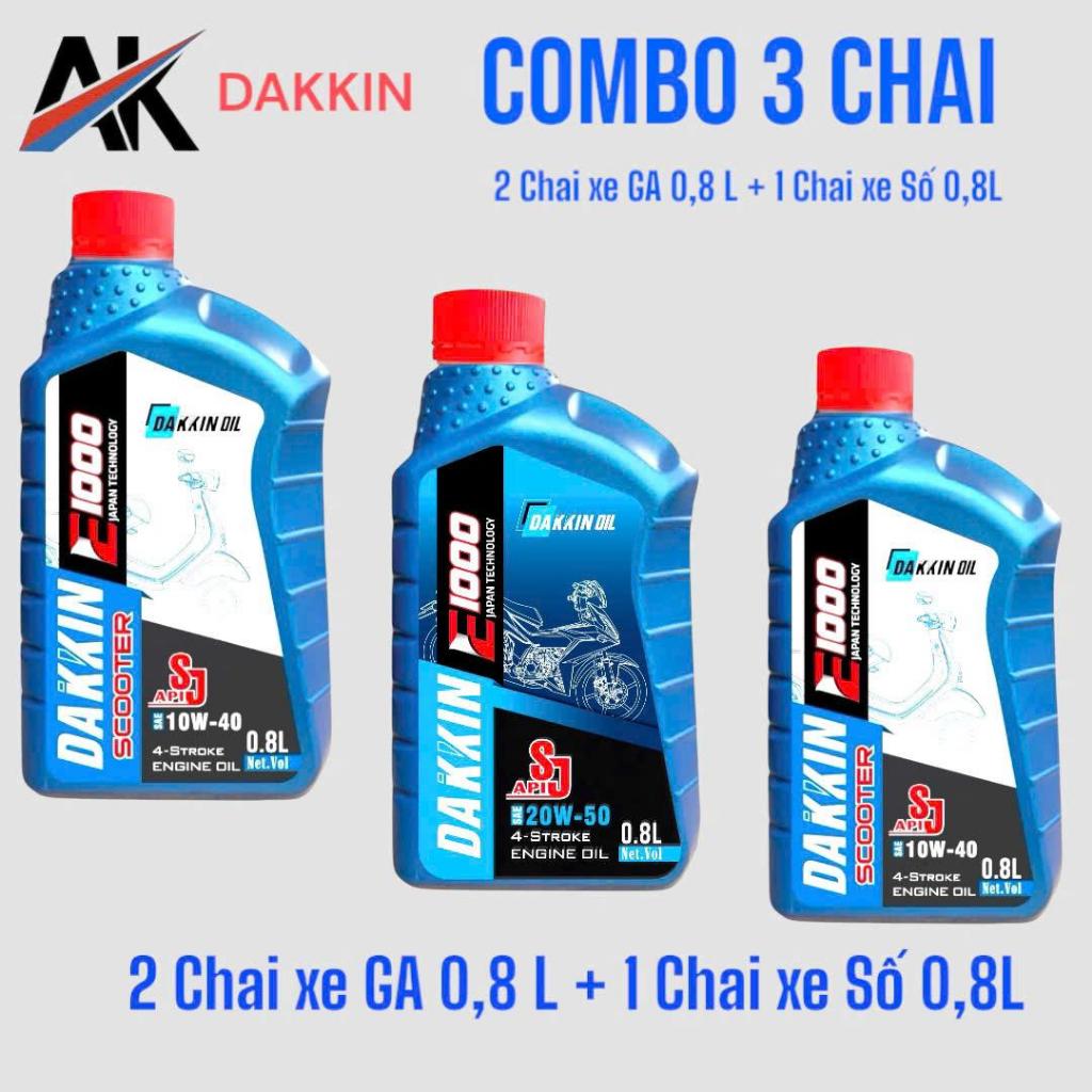 COMBO 3 CHAI NHỚT DAKKIN(2 CHAI NHỚT TAY GA +1 CHAI NHỚT XE SỐ) 0,8L