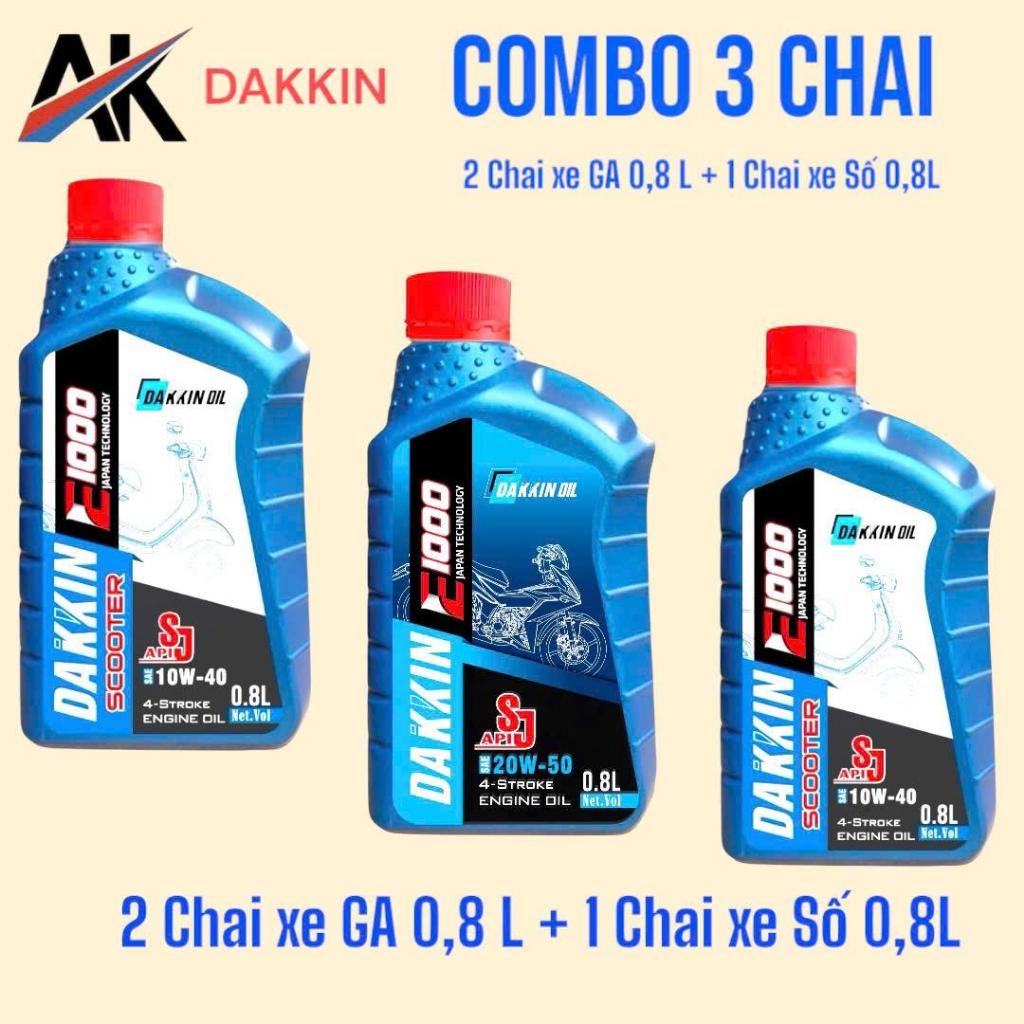 COMBO 3 CHAI NHỚT DAKKIN(2 CHAI NHỚT TAY GA +1 CHAI NHỚT XE SỐ) 0,8L