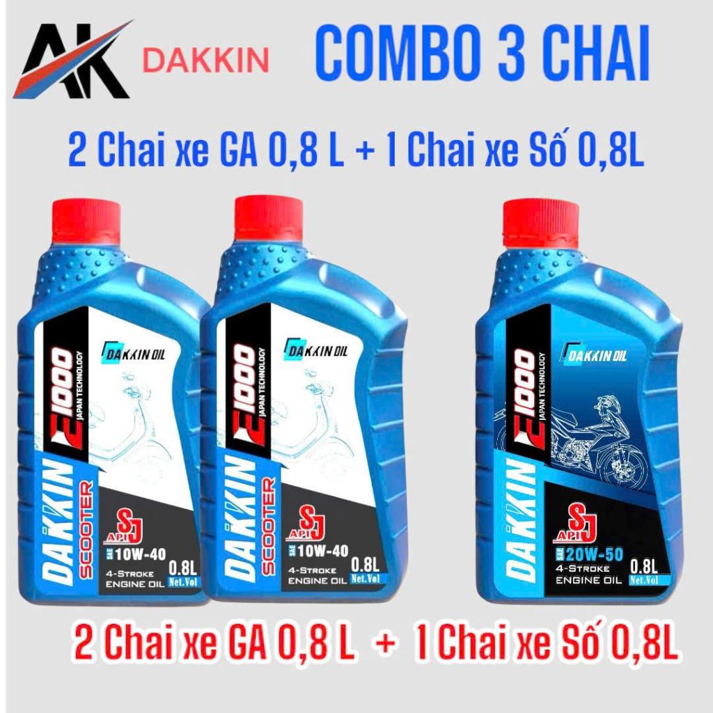 COMBO 3 CHAI NHỚT DAKKIN(2 CHAI NHỚT TAY GA +1 CHAI NHỚT XE SỐ) 0,8L