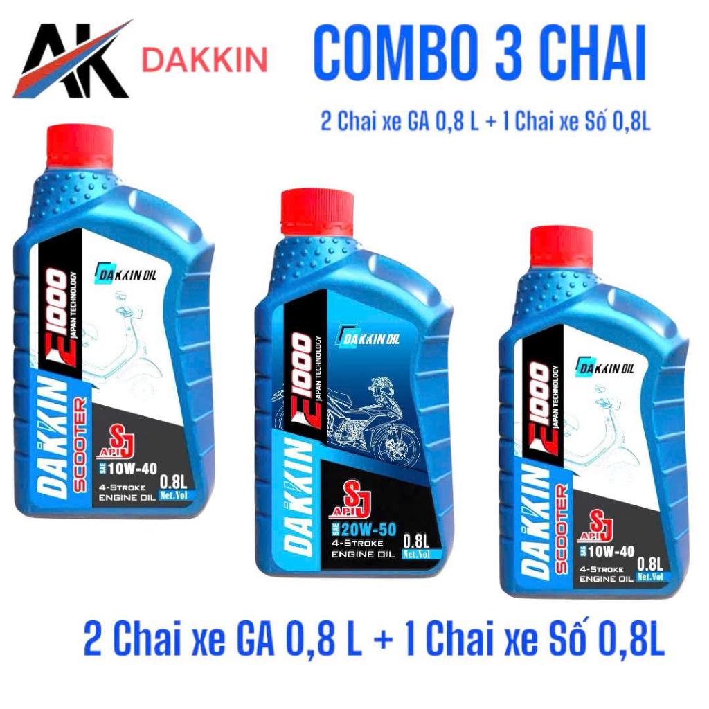 COMBO 3 CHAI NHỚT DAKKIN(2 CHAI NHỚT TAY GA +1 CHAI NHỚT XE SỐ) 0,8L