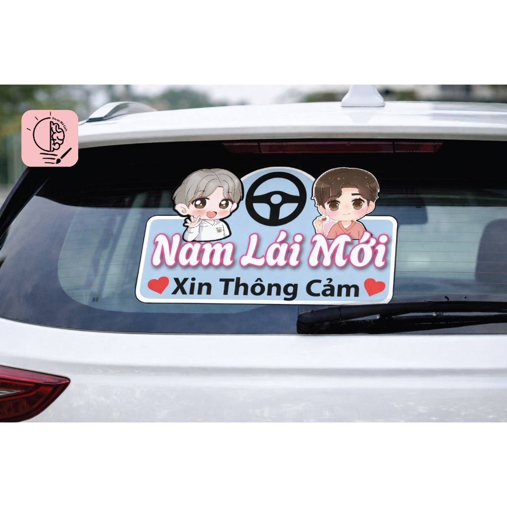 Decal Lái Mới Xin Thông Cảm, Nữ Lái Mới, Nam Lái Mới Dán Kính Xe Ô Tô Chống Nước - 🌈𝑭𝒓𝒆𝒆𝒔𝒉𝒊𝒑 - Bóc Ra Dán Liền !!!