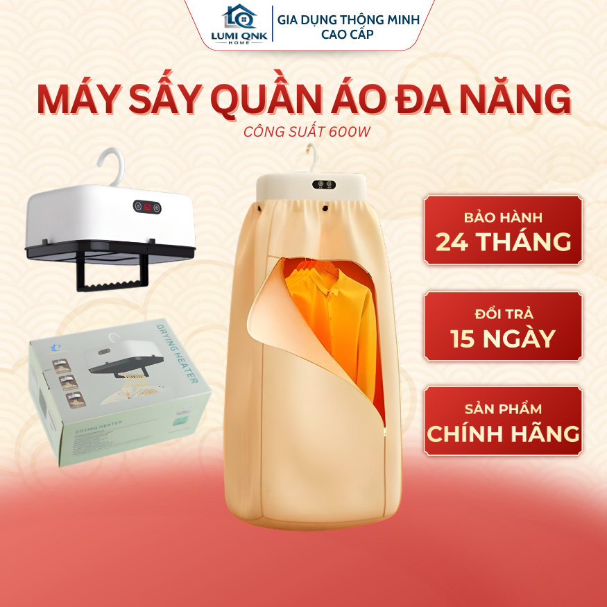 Máy Sấy Quần Áo Chính Hãng LUMI QNK HOME Thiết Kế Gấp Gọn Tích Hợp Sưởi Ấm Mini An Toàn Cho Gia Đình