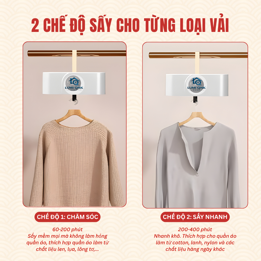 Máy Sấy Quần Áo Chính Hãng LUMI QNK HOME Thiết Kế Gấp Gọn Tích Hợp Sưởi Ấm Mini An Toàn Cho Gia Đình