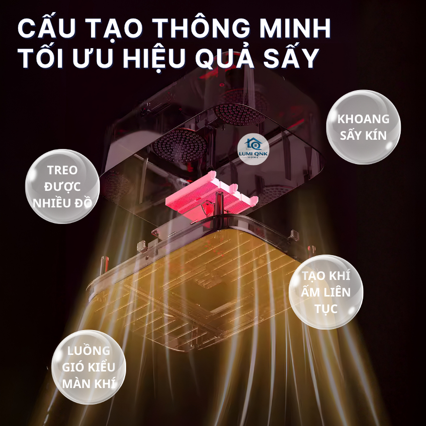 Máy Sấy Quần Áo Chính Hãng LUMI QNK HOME Thiết Kế Gấp Gọn Tích Hợp Sưởi Ấm Mini An Toàn Cho Gia Đình