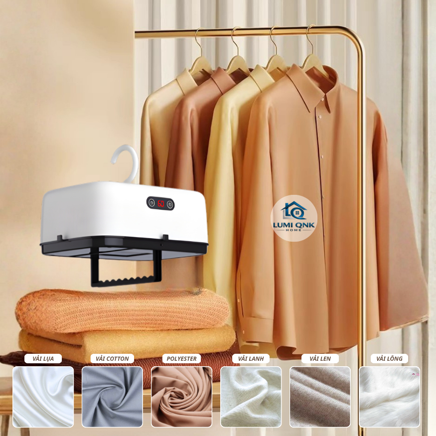 Máy Sấy Quần Áo Chính Hãng LUMI QNK HOME Thiết Kế Gấp Gọn Tích Hợp Sưởi Ấm Mini An Toàn Cho Gia Đình