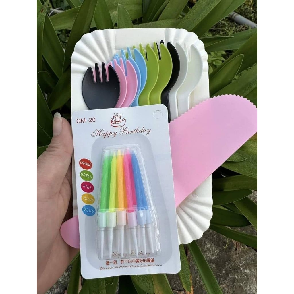 Combo 100 bộ dao dĩa nến sinh nhật 10 phần ăn cao cấp