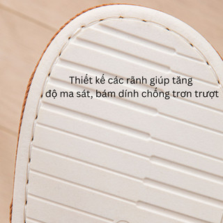 Dép đi trong nhà nam nữ vải lanh họa tiết hình chó mini dễ thương, đế bám sàn chống trơn trượt