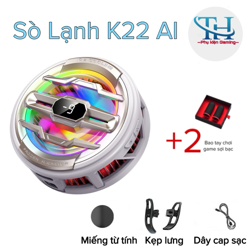 Sò lạnh K22 AI (15W) hỗ trợ làm mát điện thoại/máy tính bảng- TH shops phụ kiện gaming